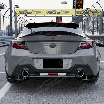 Direct rear-facing view of the aerodynamic GT-style diffuser for 2022-2026 BRZ/GR86.