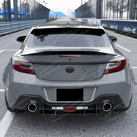 Direct rear-facing view of the aerodynamic V-style gloss black diffuser for 2022-2026 BRZ/GR86.