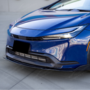 Direct front-facing view of the SuperAutoUSA gloss black front lip for 2023-2026 Toyota Prius