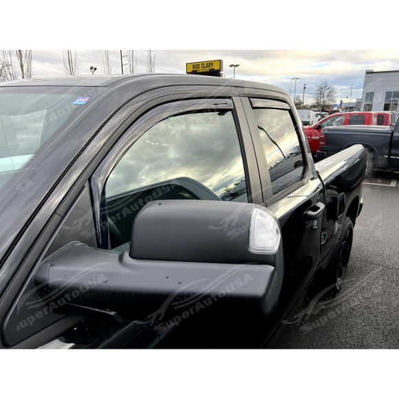 Fit 2019-2025 Ram 1500 Crew Cab In-Channel Vent Window Visors Rain Sun Wind Guards Shade Deflectors