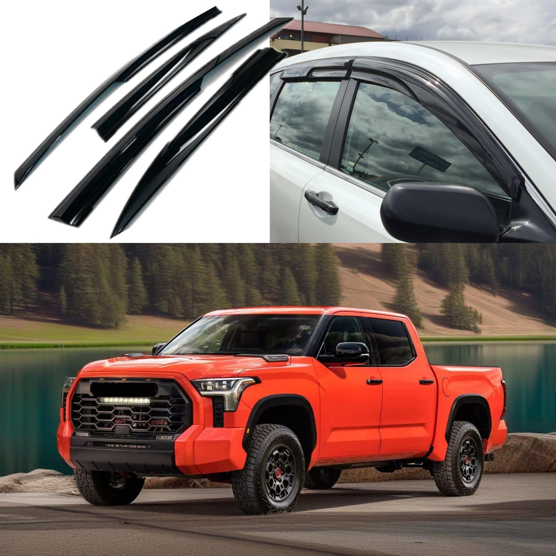 For Toyota Tundra 2020-2026 In-Channel Wind Sun Guard Window Visors Bug Deflector main image 1
