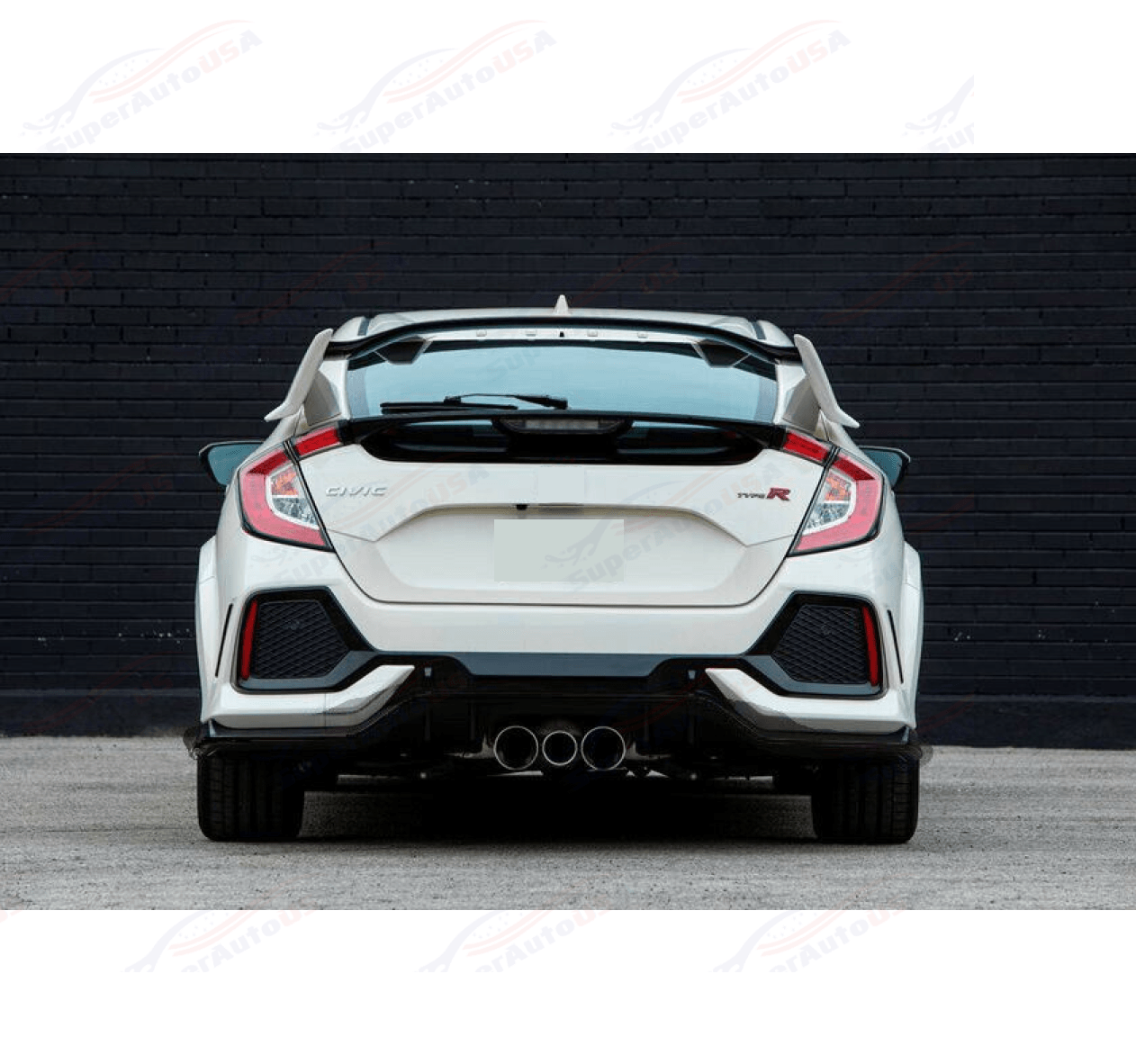 For 2017-2021 Honda Civic Hatchback Type-R Look Rear Bumper Garnish W ...