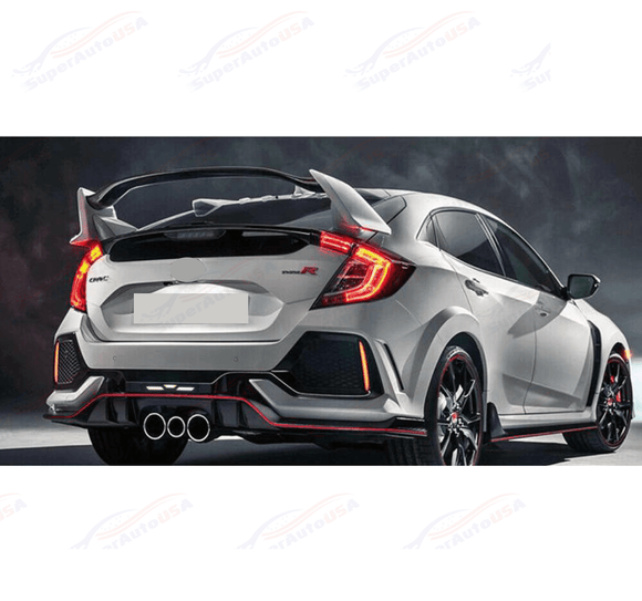 For 2017-2021 Honda Civic Hatchback Type-R Look Rear Bumper Garnish W/Reflector