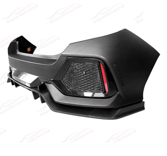 For 2017-2021 Honda Civic Hatchback Type-R Look Rear Bumper Garnish W/Reflector