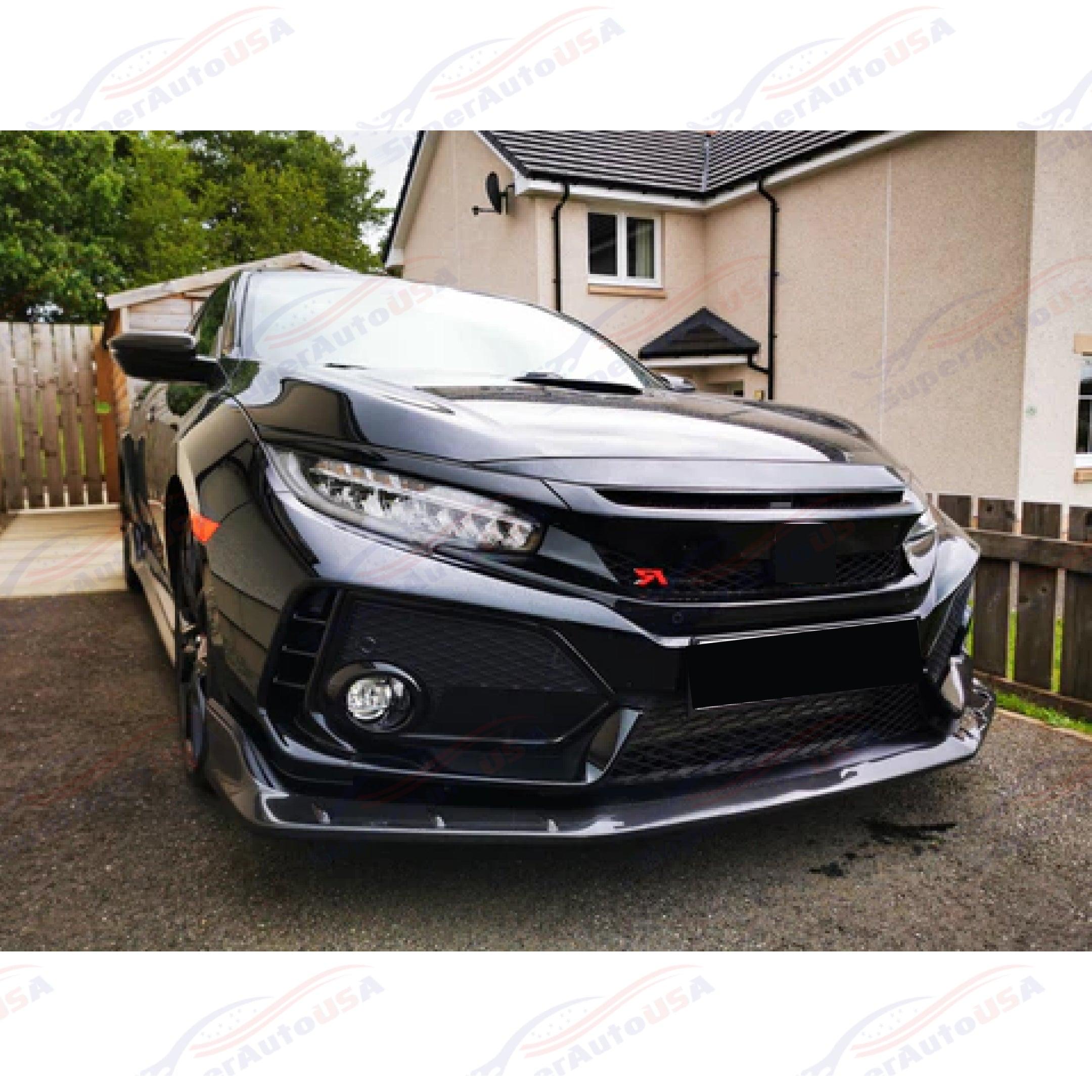 Fits 2017-2021 Honda Civic Type-R FK8 Carbon Fiber Front Bumper Lip Sp ...