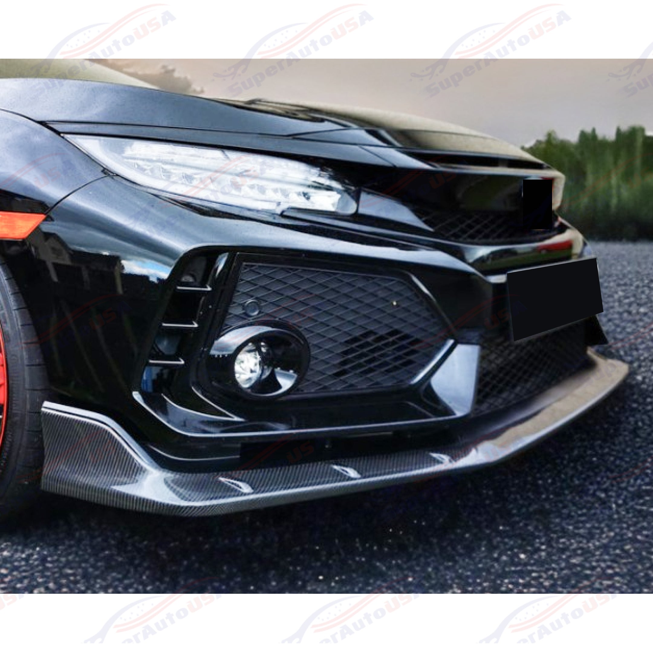 Fits 2017-2021 Honda Civic Type-R FK8 Carbon Fiber Front Bumper Lip Spoiler