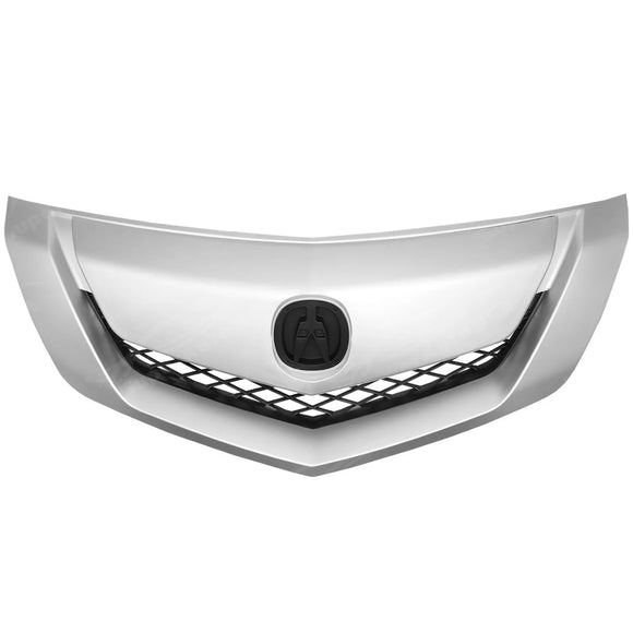 This is a product front view of the silver painted ornamental grille for 2009-2011 Acura TL front bumper by SuperAutoUSA