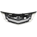 This is a product rear view of the silver painted ornamental grille for 2009-2011 Acura TL front bumper by SuperAutoUSA