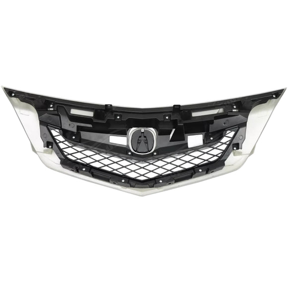This is a product rear view of the silver painted ornamental grille for 2009-2011 Acura TL front bumper by SuperAutoUSA