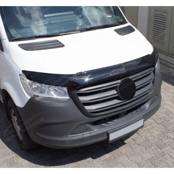 For 2019-2024 Mercedes Sprinter W907 Gloss Black Hood Bug Stone Deflector