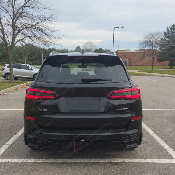 Difusor trasero negro brillante compatible con BMW G20 2019-2022 con luz de freno LED y divisores de esquina 