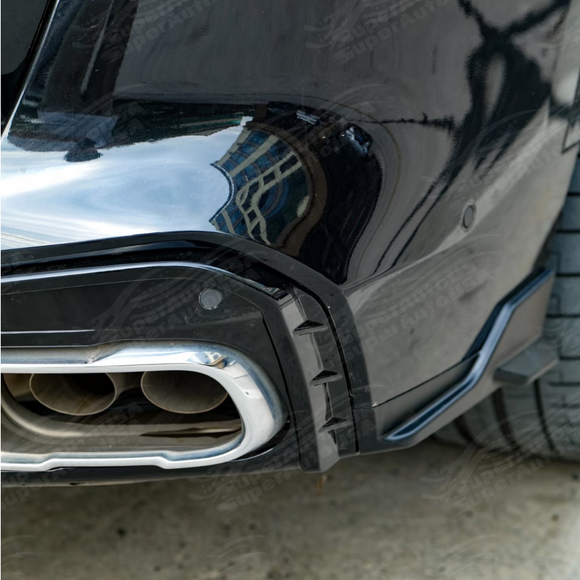 Difusor trasero negro brillante compatible con BMW G20 2019-2022 con luz de freno LED y divisores de esquina 