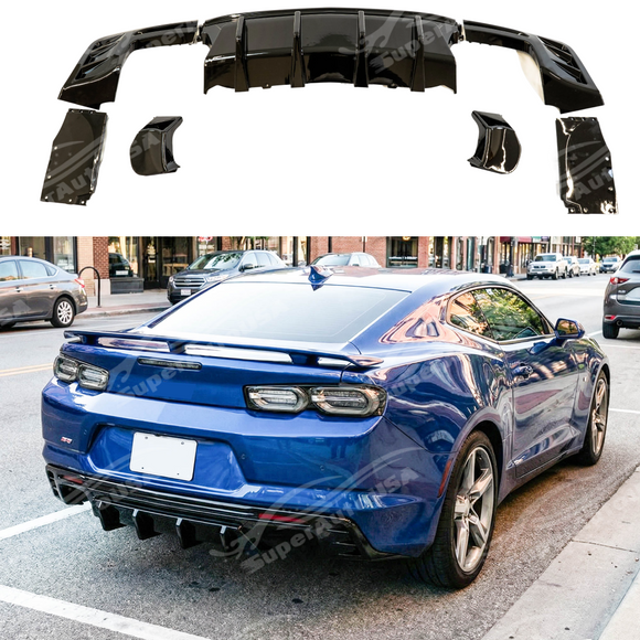 Carbon Fiber Print Rear Bumper Diffuser Lip For 2016-2024 Chevrolet Camaro