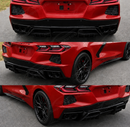 For 2020-2027 Corvette C8 Z51 Stingray 2 Pieces Gloss Black Rear Bumper Diffuser Spoiler-7