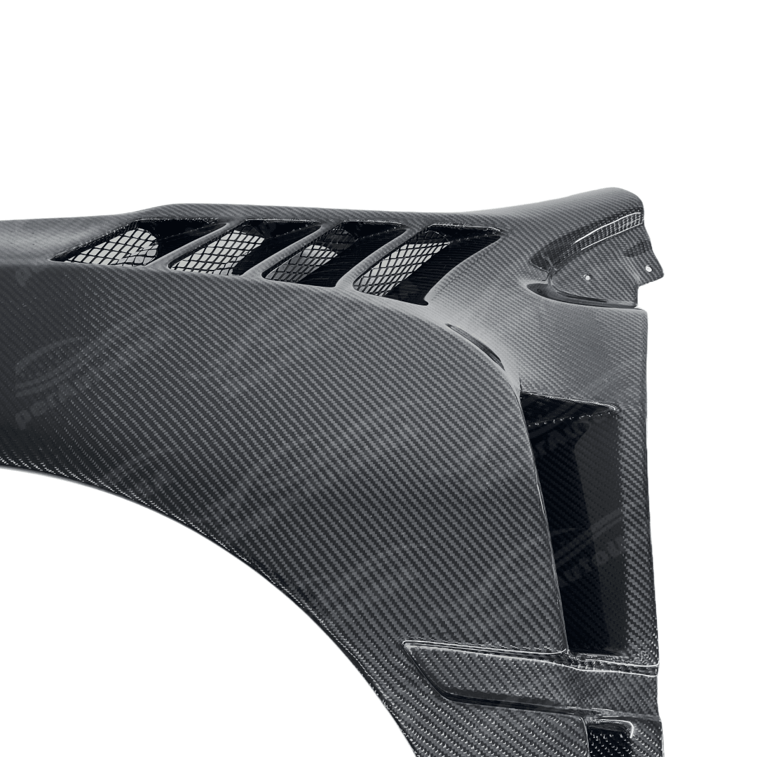 Artistic view of the 2015-2021 Subaru WRX STI with Real Carbon Fiber Front Side Fender Panel, blending performance upgrades with a refined design