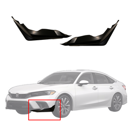 Fits 2022-24 Honda Civic Front Bumper Lip Side Corners Splitters (Gloss Black)