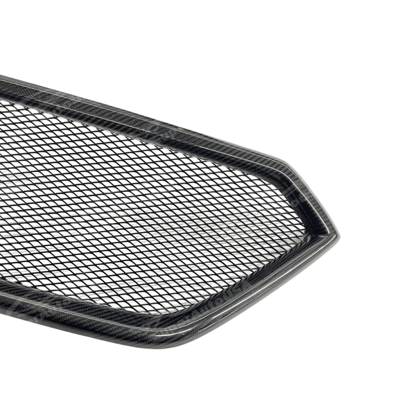 Dynamic shot of the 2022-24 Subaru WRX STI with a pure carbon fiber car front grille, emphasizing its aggressive, sporty look.