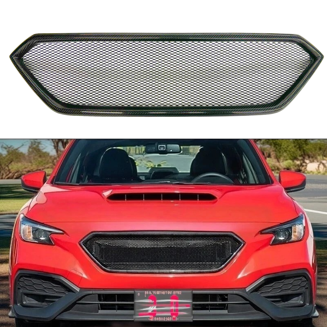 2022-24 Subaru WRX STI featuring a pure carbon fiber car front grille in a sporty style, showcasing superior design and functionality