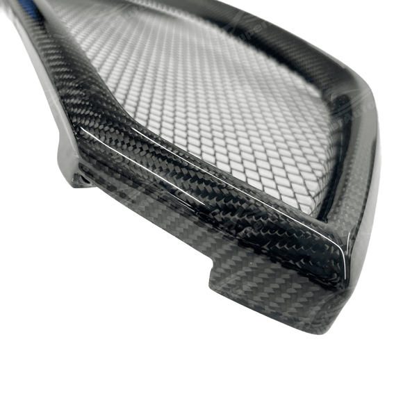 Detailed view of the car grille on a 2022-24 Subaru WRX STI, made from pure carbon fiber for enhanced sporty aesthetics