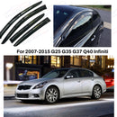 Fits 07-15 Infiniti G25 G35 G37 Q40 Window Visors Sun Guard Shade Deflector w/ Carbon paint Trims-1
