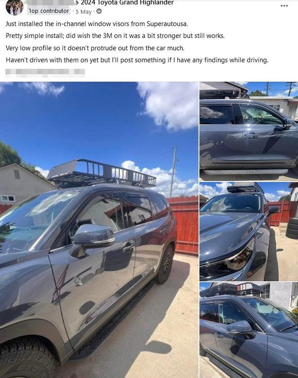 Se adapta a Toyota Grand Highlander 2024-2025, viseras para ventanas en canal, protectores contra la lluvia 