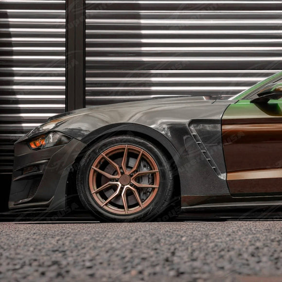 SuperAutoUSA full carbon fiber wide fender kit for 2023 Ford Mustang GT350.
