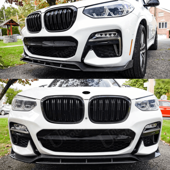Fits 2018-2023 BMW X3 G01 Gloss Black/ Carbon Fiber Print Front Bumper Lip Spoiler