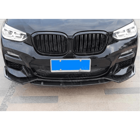 Fits 2018-2023 BMW X3 G01 Gloss Black/ Carbon Fiber Print Front Bumper Lip Spoiler