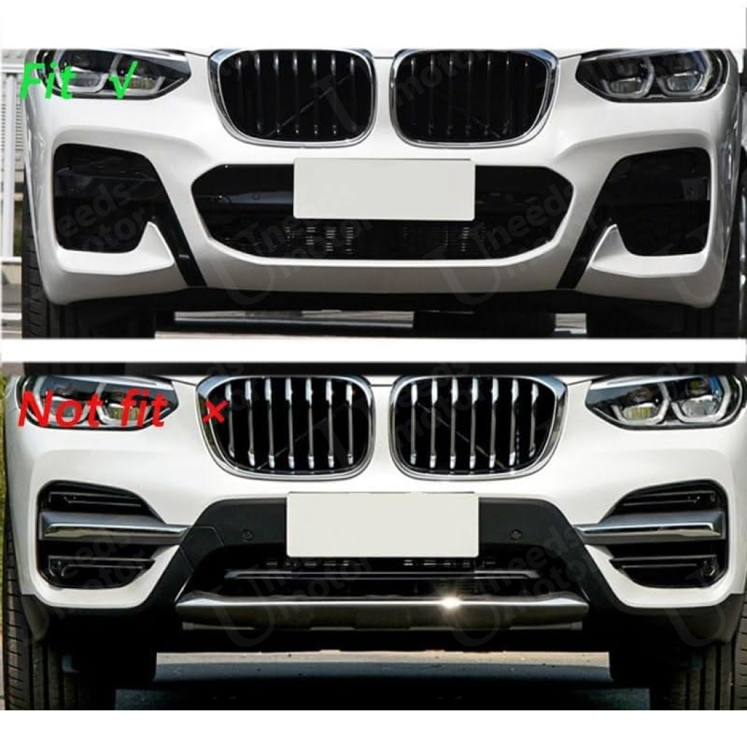 Fits 2018-2021 BMW X3 G01 Gloss Black/ Carbon Fiber Print Front Bumper Lip Spoiler - 0