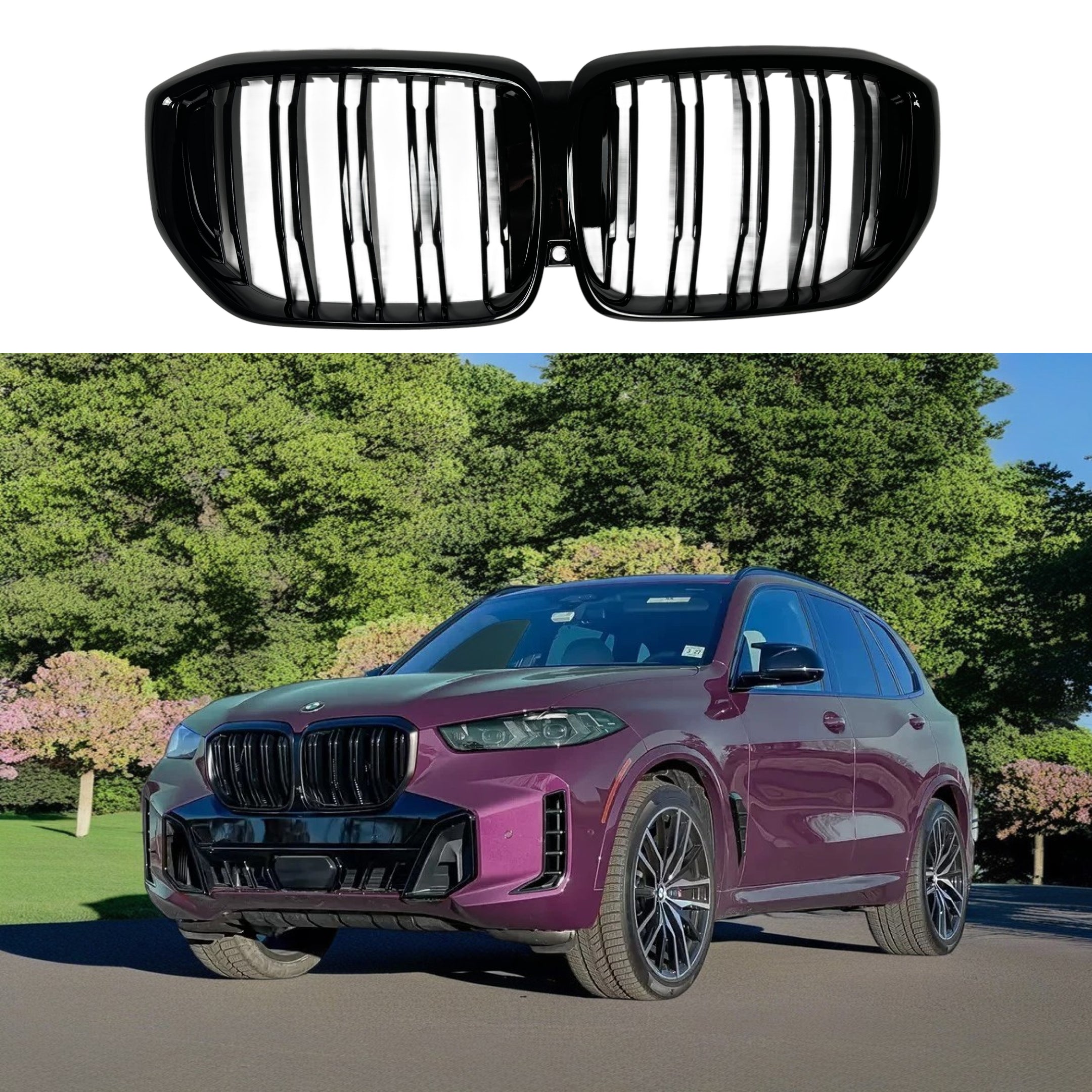 For 2024-25 BMW X5 G05 LCI M Sport Professional Style Gloss Black Shadow Line Front ornamental Grille