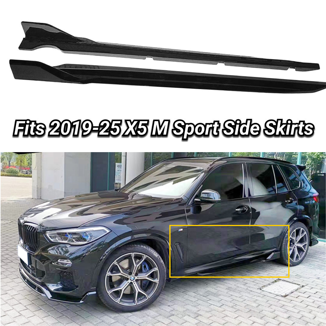 Body Side Skirts Lip Splitter ABS Glossy Black Fits BMW G05 X5 M Sport 2019-2024