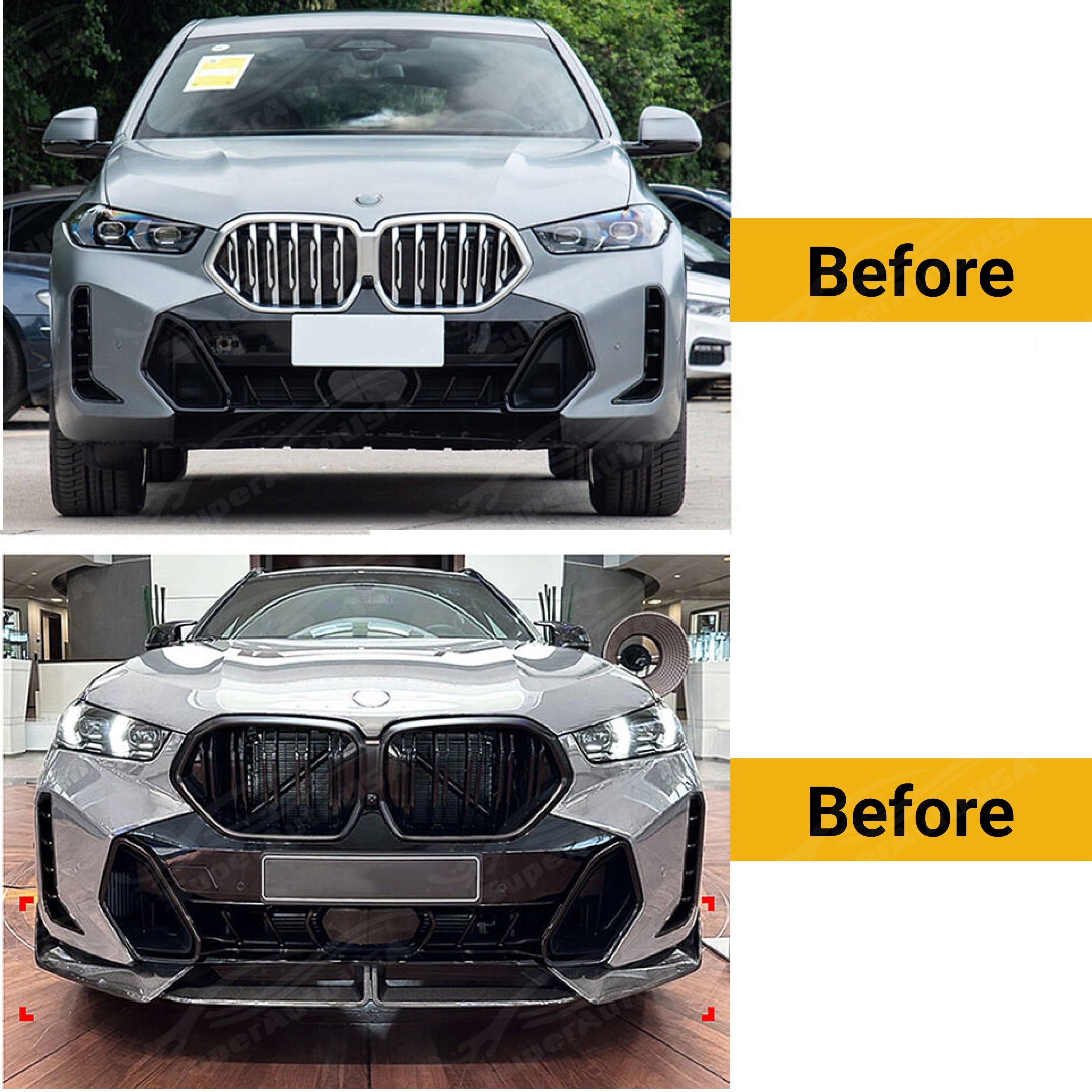 For 2024-25 BMW X6 G06 LCI M Package Gloss Black MP Style Front Lip