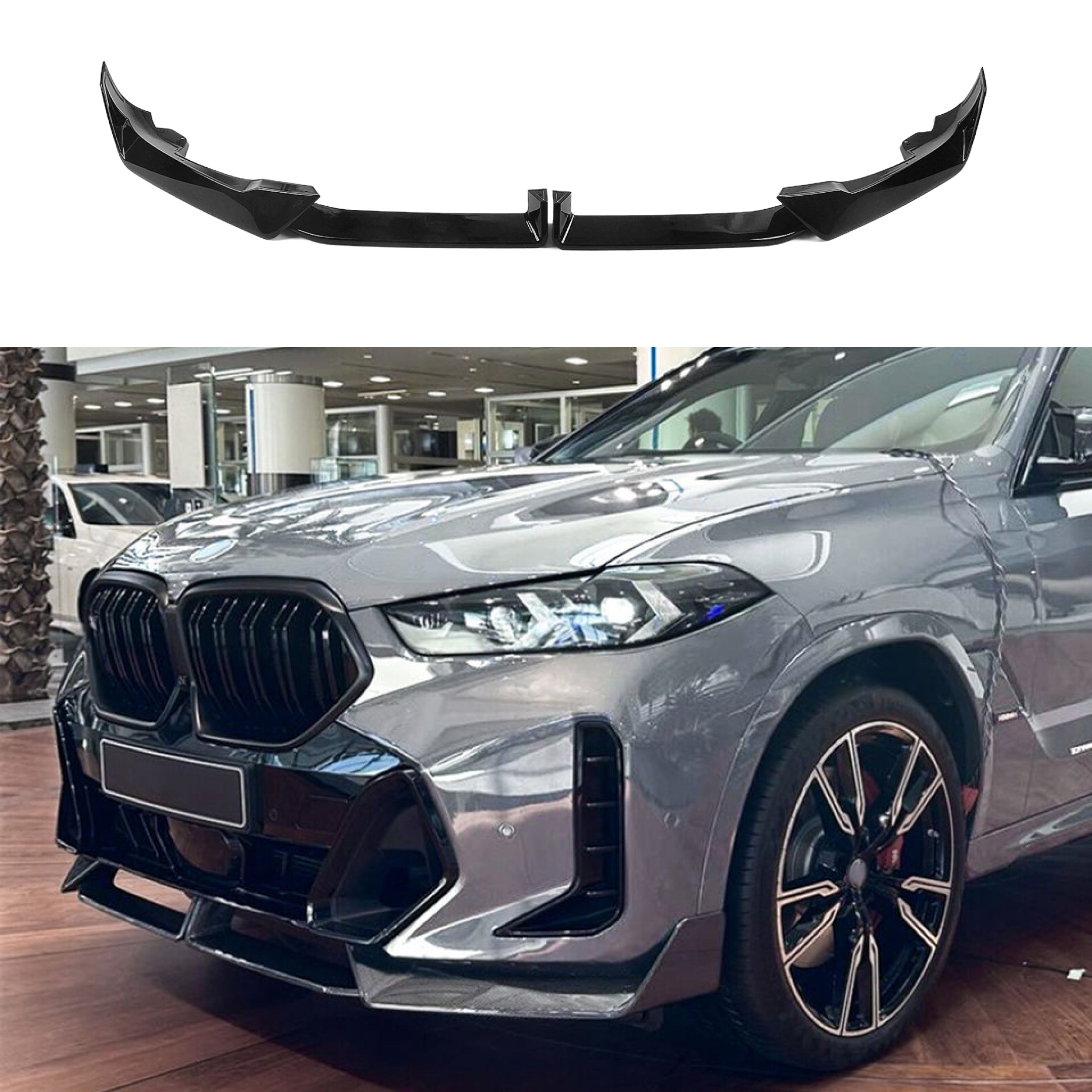 For 2024-25 BMW X6 G06 LCI M Package Gloss Black MP Style Front Lip-1