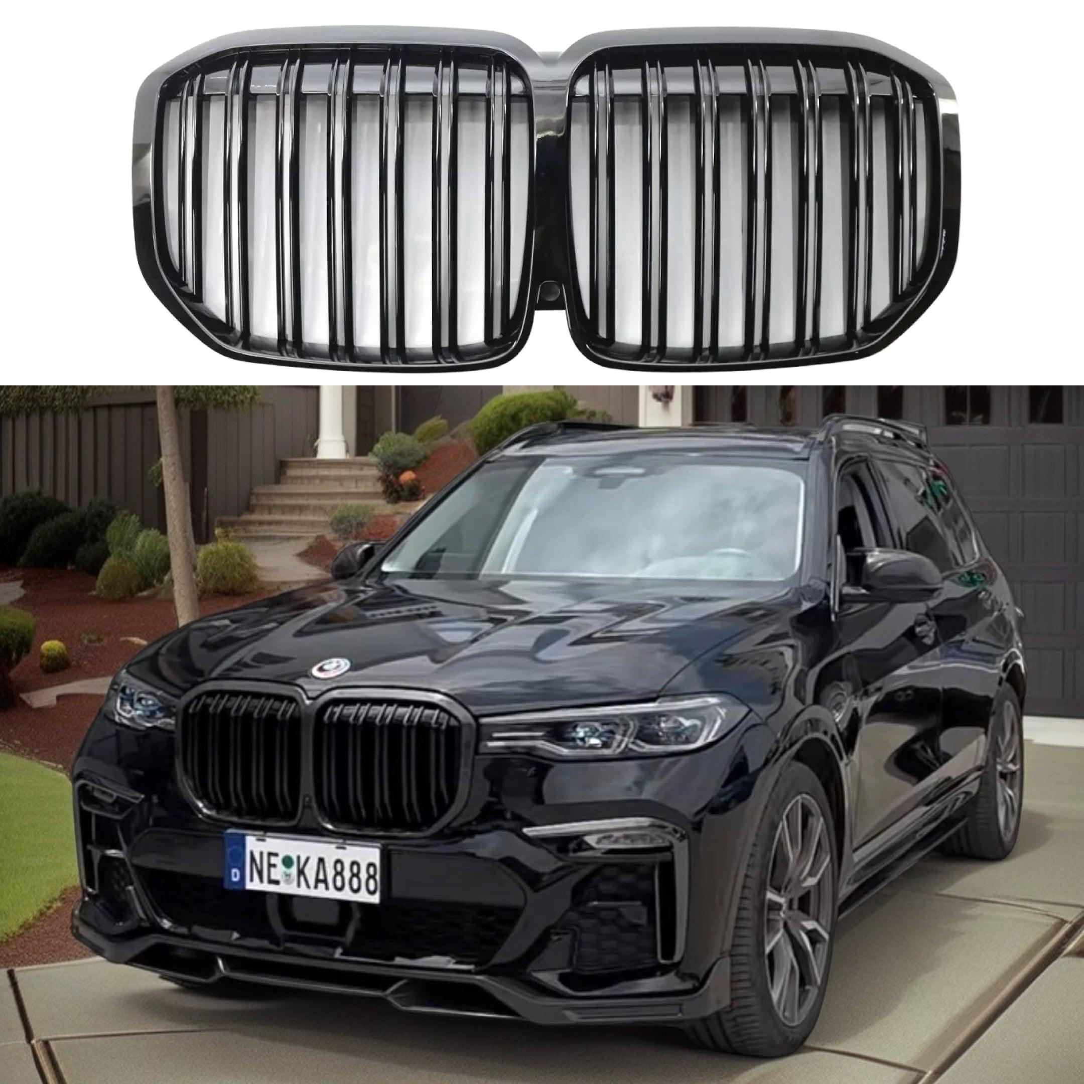 Fits BMW X7 SUV 2019-2022 Gloss Black M Sport Style Front Kidney Ornamental Grill Grille