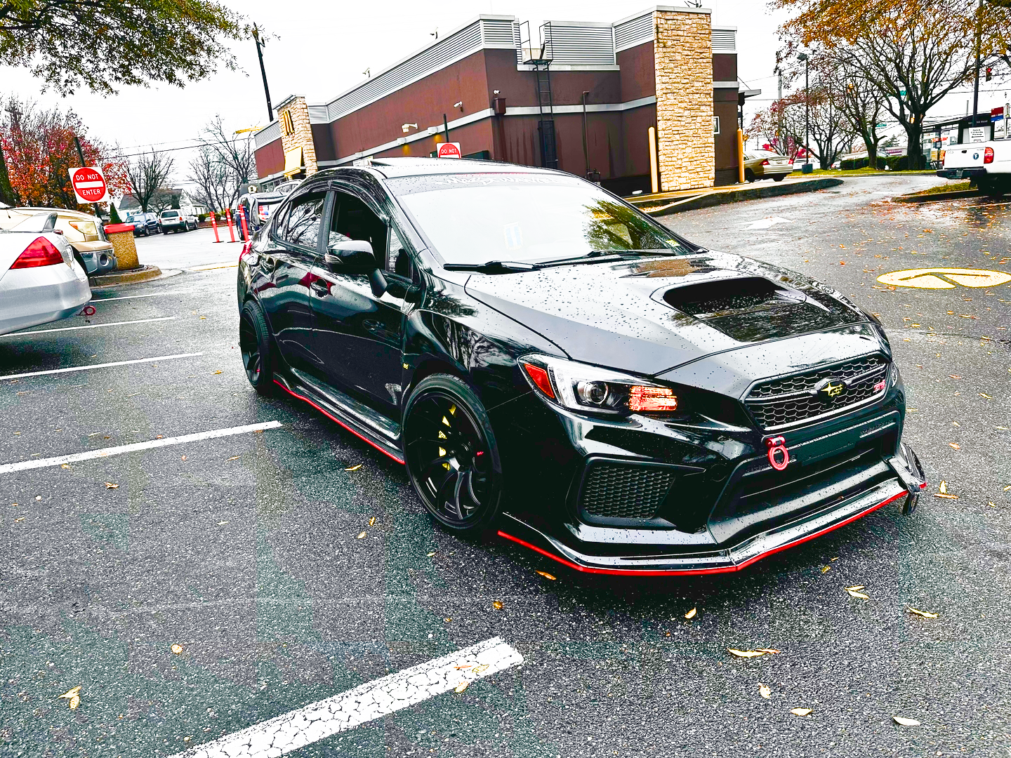 Fit 2015-2021 Subaru WRX STI SEDAN Front Splitter & Side Skirts (Black & Red Trim)