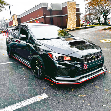 2015-2021 Subaru WRX STI VA - Front Lip + Side Skirts - Gloss Black w/ Red Trim