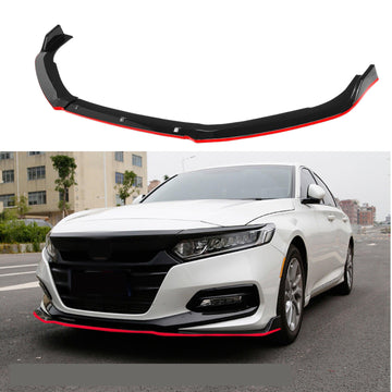 Se adapta al alerón de parachoques delantero del Honda Accord Sedan 2018-2023 (negro brillante con borde rojo)