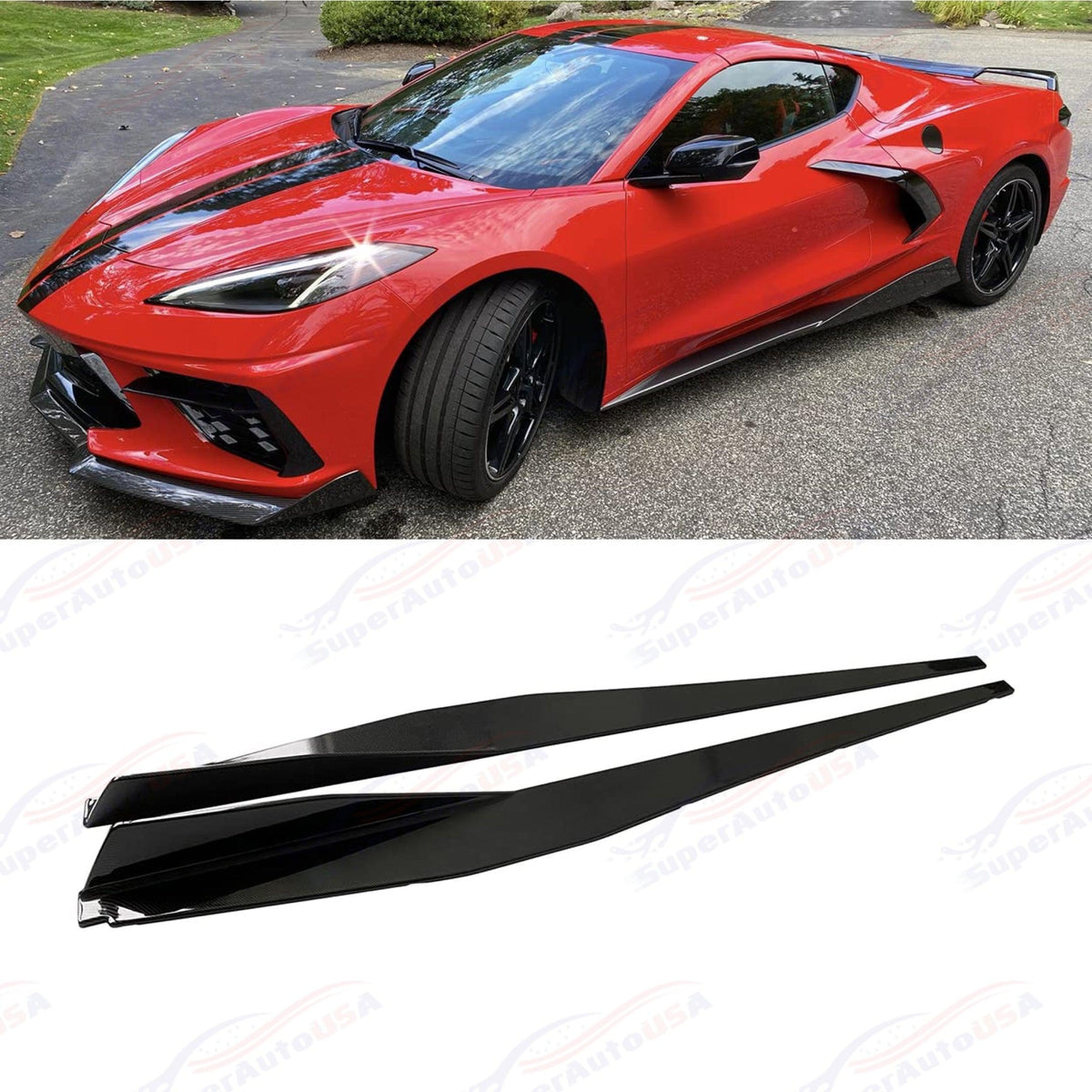 CARBON FLASH Fits For 2020-2024 Corvette C8 5VM Style Front Splitter CARBON FLASH Fits For 2020-2024 Corvette C8 5VM Style Front Splitter