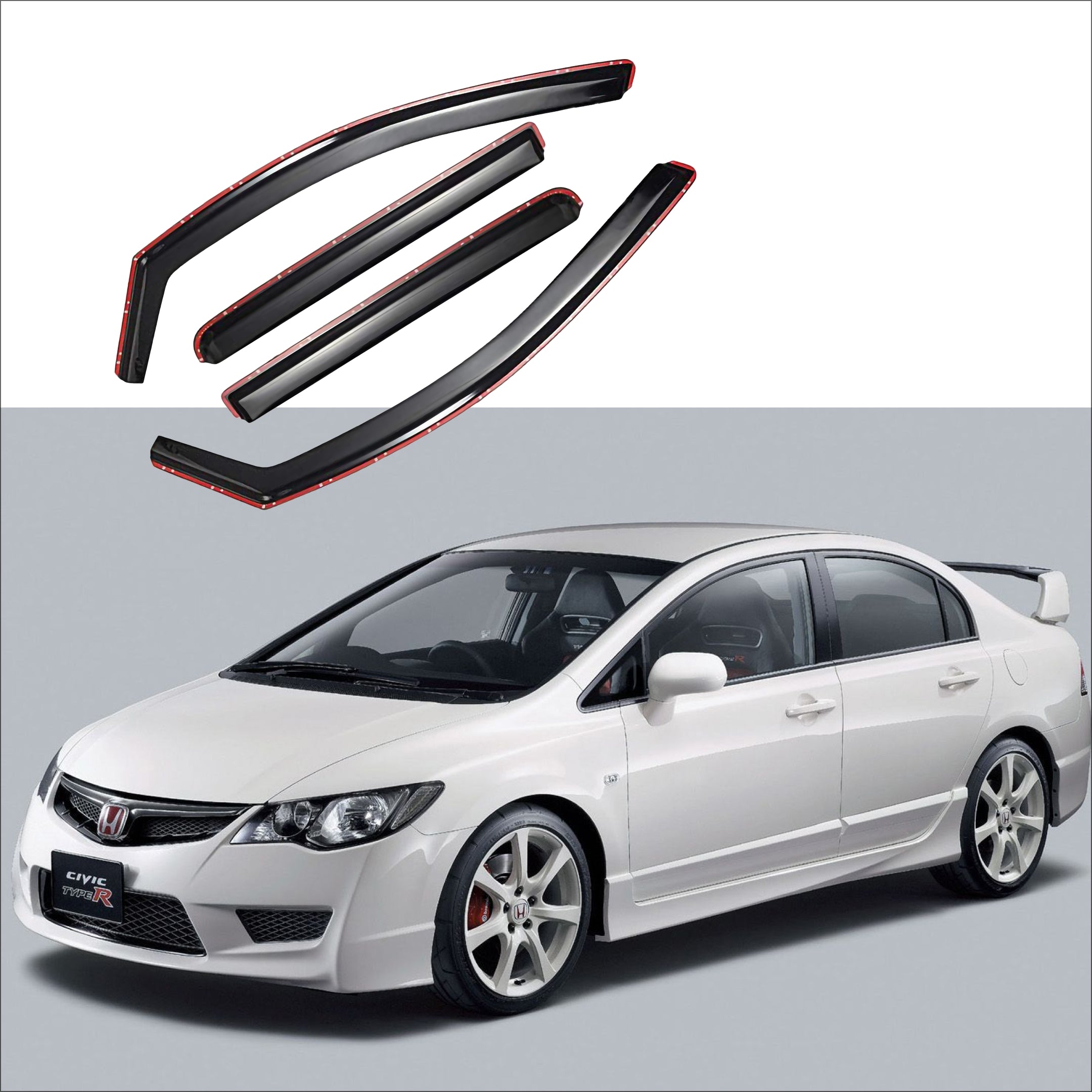 Ajuste 2012-2015 Honda Civic Sedan In-Channel Vent Window Viseras Rain Sun Wind Guards Shade Deflectors