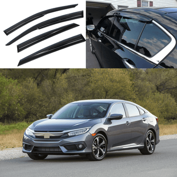Para Honda Civic 2016-2020, molduras de fibra de carbono, deflectores de lluvia para ventanas 