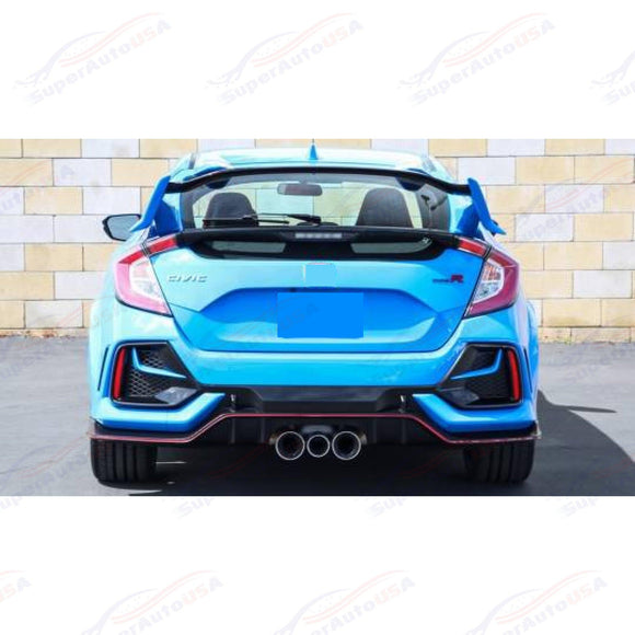 Fits 2017-21 Honda Civic Hatchback Gloss Black w/ Reflectors Rear Bumper Garnish