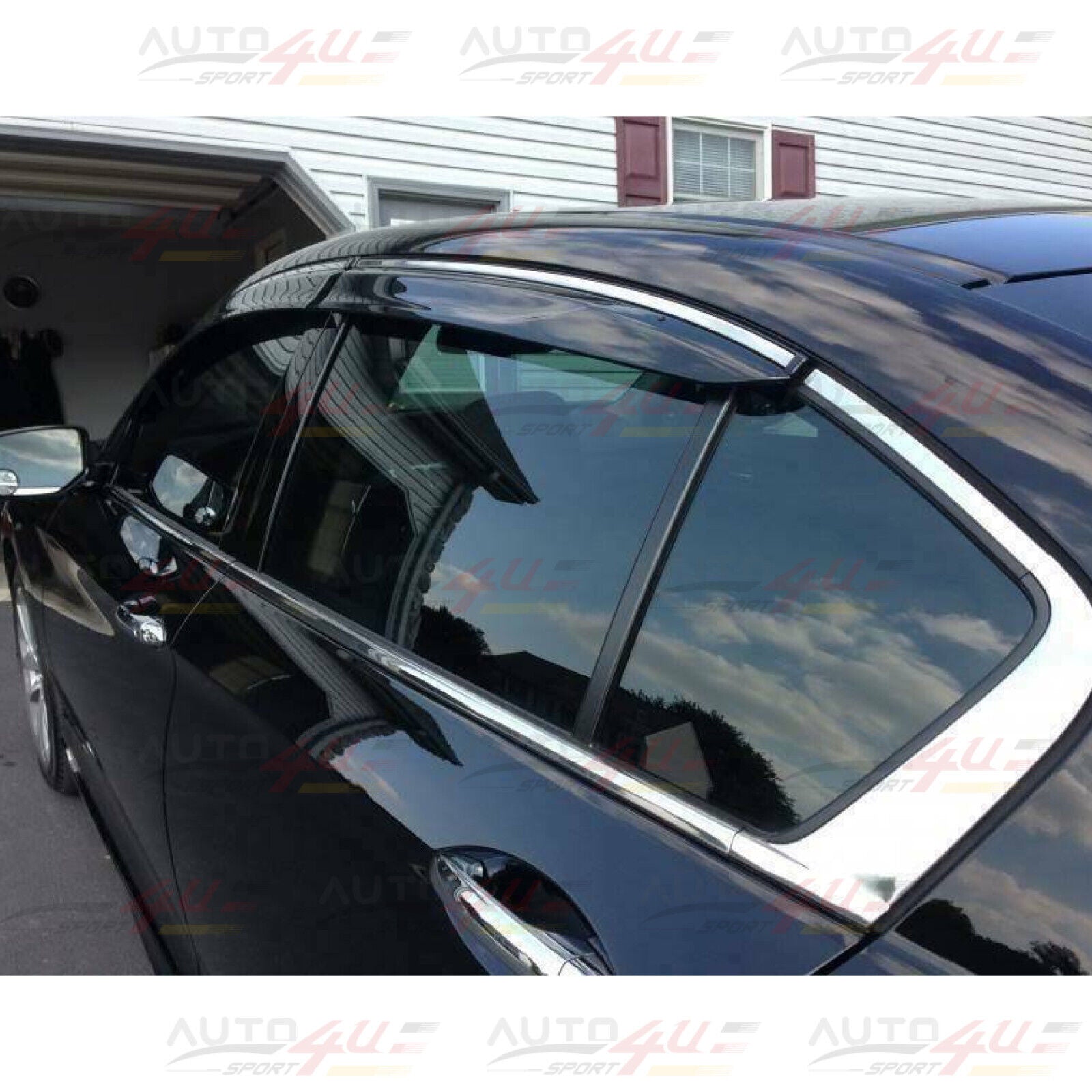 Fits 2014-20 Lexus IS200t 250 300 350 Window Vent Visors w/ Chrome Trims Wind Guards