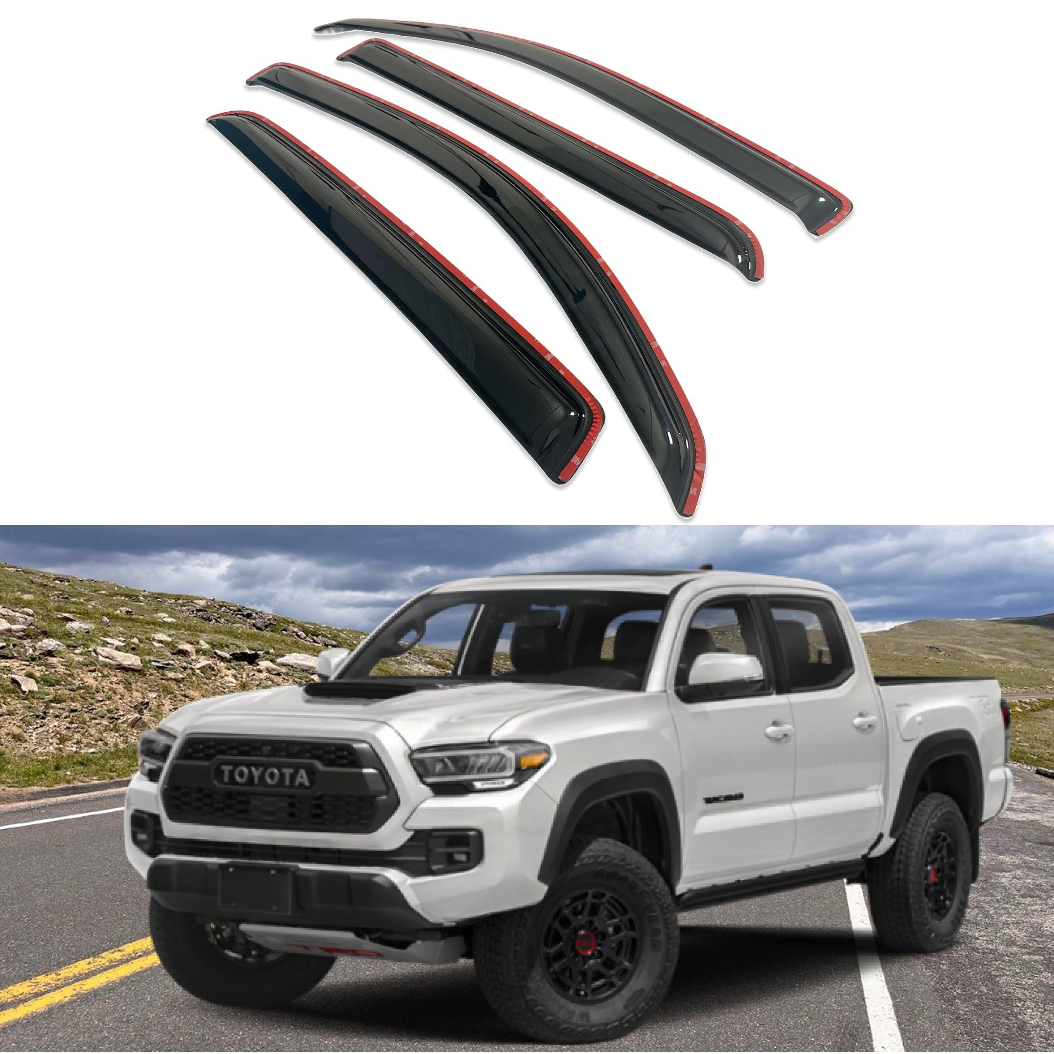 Compatible con Toyota Tacoma 2016-2021, viseras de ventana de ventilación en el canal, protectores contra el viento y la lluvia, deflectores de sombra