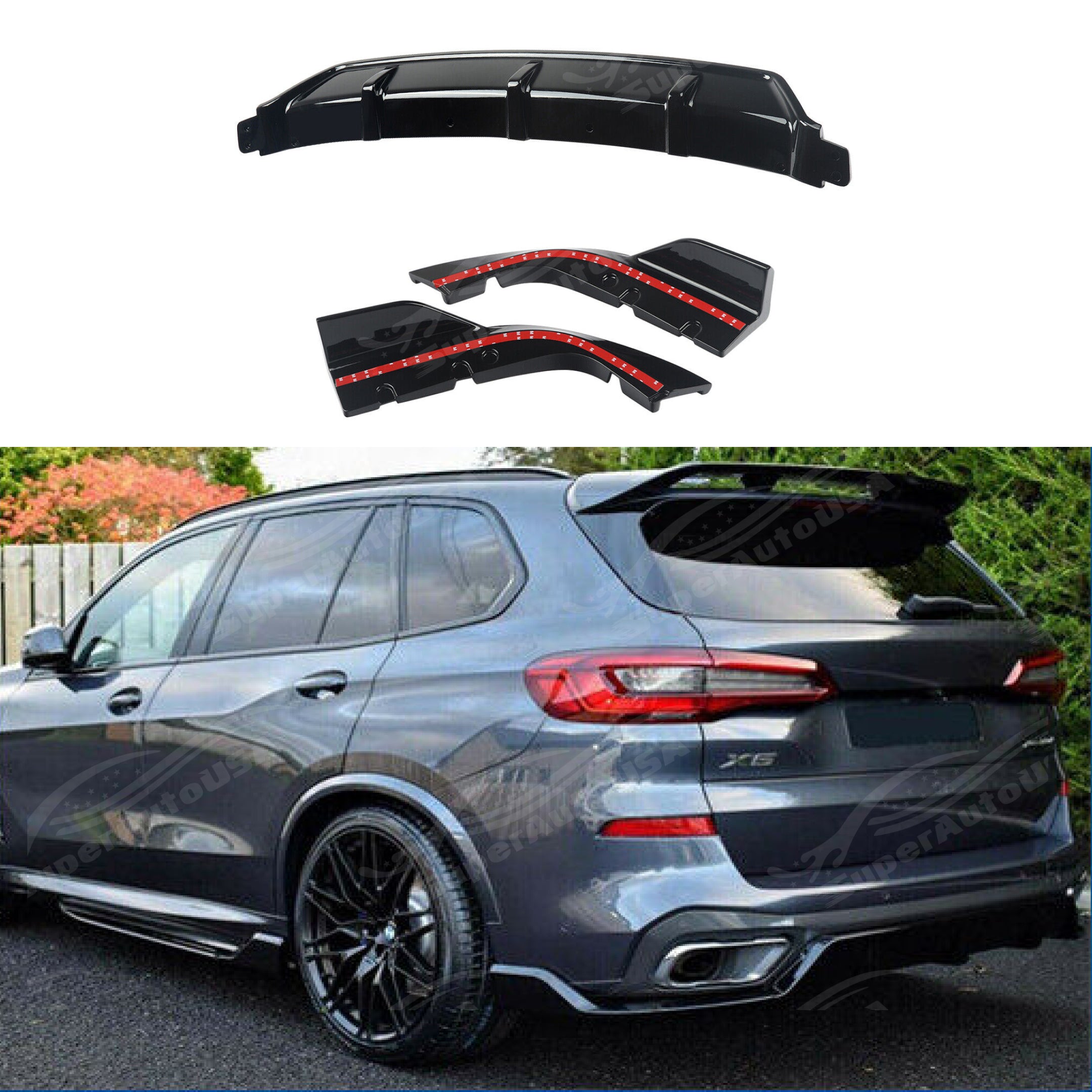 For 2024-2025 BMW G05 X5 LCI Front Lip Rear Diffuser Side Skirts Gloss Black Body Kit