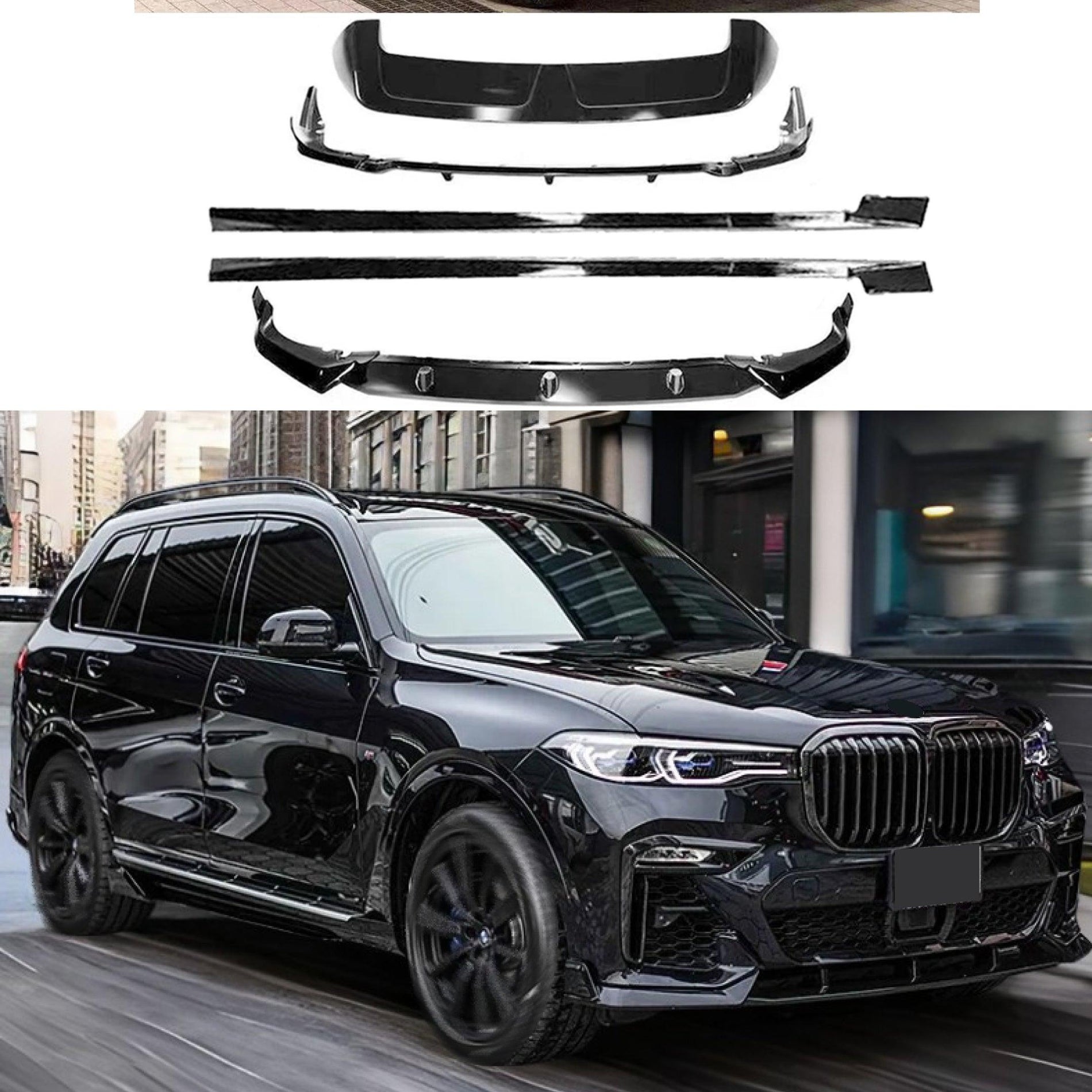 2019-2022 BMW G07 X7 M-pack - Front Lip Extension - Gloss Black