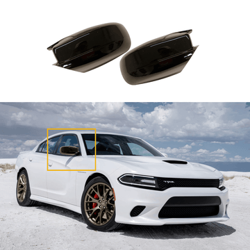 Se adapta a modelos Dodge Charger M Style 2011 en adelante, tapa de espejo retrovisor lateral en color negro brillante 