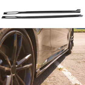 2021-2024 BMW 4 Series G26 with Gloss Black Side Skirts, featuring sleek Side Body Skirts Kit for enhanced aerodynamics and style