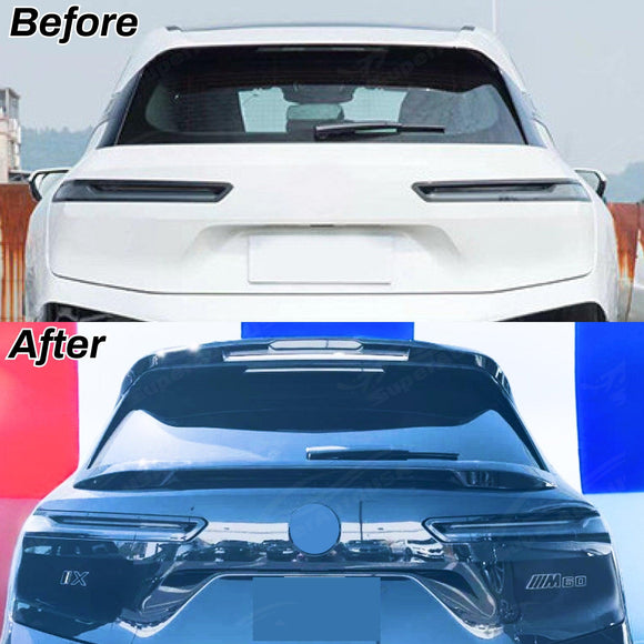 White Ix Rear Mid Truck Spoiler & Rear Roof Spoiler Body Kit Fits 2022-2025 BMW iX ...