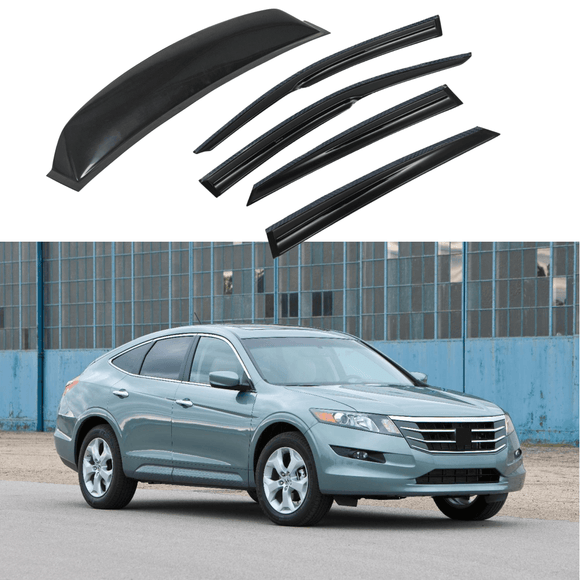 Fits 2008-2012 Honda Accord Carbon Trim Window Vent Visors & Rear Roof Spoiler
