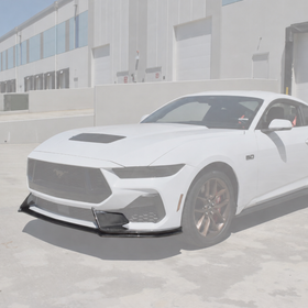 V2 Style Carbon Fiber 3-Piece Front Lip Splitter with Side Winglets For 24-26 Ford Mustang S650